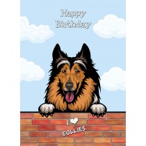 Rough Collie Dog Birthday Card (Art, Clouds)