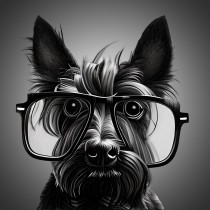 Scottish Terrier Funny Black and White Art Blank Card (Spexy Beast)