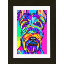 Scottish Terrier Dog Picture Framed Colourful Abstract Art (A4 Black Frame)