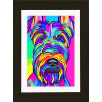 Scottish Terrier Dog Picture Framed Colourful Abstract Art (30cm x 25cm Black Frame)