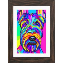 Scottish Terrier Dog Picture Framed Colourful Abstract Art (30cm x 25cm Walnut Frame)