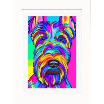 Scottish Terrier Dog Picture Framed Colourful Abstract Art (25cm x 20cm White Frame)