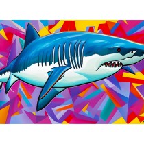 Shark Animal Colourful Abstract Art Blank Greeting Card