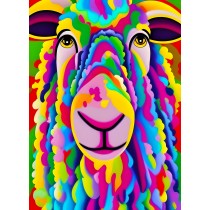 Sheep Animal Colourful Abstract Art Blank Greeting Card