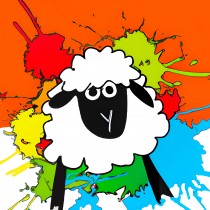 Sheep Splash Art Cartoon Square Blank Card