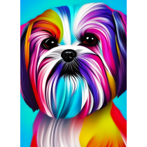 Shih Tzu Dog Colourful Abstract Art Blank Greeting Card