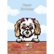 Shih Tzu Dog Birthday Card (Art, Clouds)