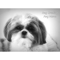 Personalised Shih Tzu Black and White Art Greeting Card (Birthday, Christmas, Any Occasion)