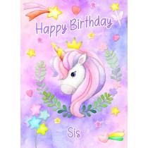 Birthday Card For Sis (Unicorn, Lilac)
