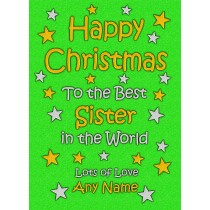 Personalised Sister Christmas Card (Green)