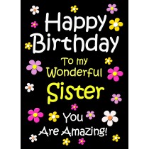 Personalised Sister Birthday Card (Black)
