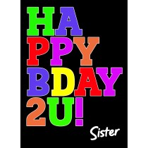 Birthday Card For Sister (Bday, Black)