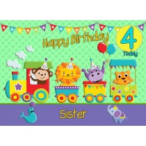 4th Birthday Card for Sister (Train Green)