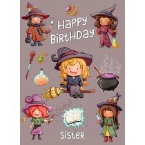 Birthday Card For Sister (Witch, Cartoon)