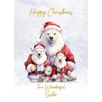 Christmas Card For Sister (Polar Bear Family Art)