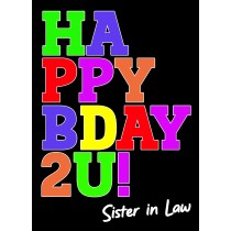 Birthday Card For Sister in Law (Bday, Black)