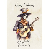 Victorian Musical Skeleton Birthday Card For Sister in Law (Design 1)