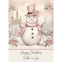 Snowman Art Christmas Card For Sister in Law (Design 2)