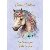 Horse Art Christmas Card For Sister in Law (Design 3)