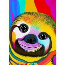 Sloth Animal Colourful Abstract Art Blank Greeting Card