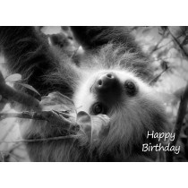 Sloth Black and White Art Birthday Card