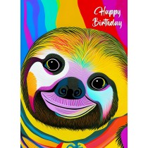 Sloth Animal Colourful Abstract Art Birthday Card