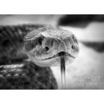 Personalised Snake Black and White Greeting Card (Birthday, Christmas, Any Occasion)