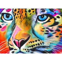 Snow Leopard Animal Colourful Abstract Art Blank Greeting Card