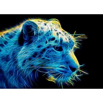 Snow Leopard Neon Art Blank Greeting Card