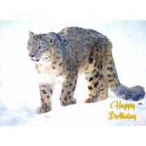 Snow Leopard Art Birthday Card