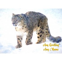 Personalised Snow Leopard Art Greeting Card (Birthday, Christmas, Any Occasion)