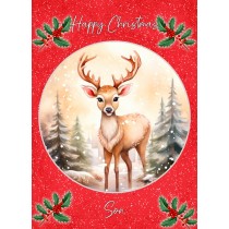 Christmas Card For Son (Globe, Deer)