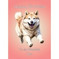 Akita Dog Birthday Card For Son