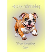 Bulldog Dog Birthday Card For Son