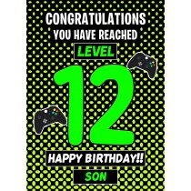 12th Level Gamer Birthday Card (Son)