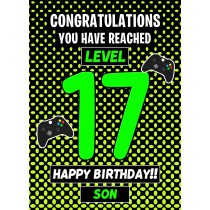 17th Level Gamer Birthday Card (Son)