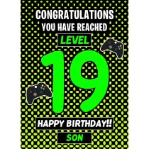 19th Level Gamer Birthday Card (Son)