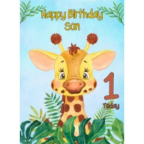 1st Birthday Card for Son (Giraffe)