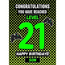 21st Level Gamer Birthday Card (Son)
