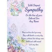 Personalised Sympathy Bereavement Card (Deepest Sympathy, Beloved Son)