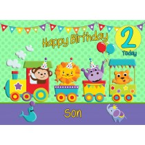 2nd Birthday Card for Son (Train Green)