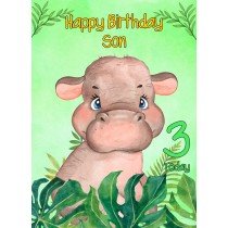 3rd Birthday Card for Son (Hippo)