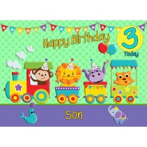 3rd Birthday Card for Son (Train Green)