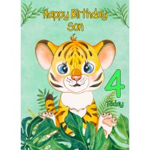 4th Birthday Card for Son (Tiger)