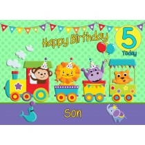 5th Birthday Card for Son (Train Green)