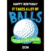 Funny Golf Birthday Card for Son (Design 2)