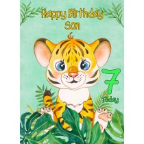 7th Birthday Card for Son (Tiger)