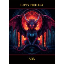 Gothic Fantasy Dragon Birthday Card For Son (Design 3)