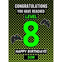 8th Level Gamer Birthday Card (Son)