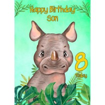 8th Birthday Card for Son (Rhino)